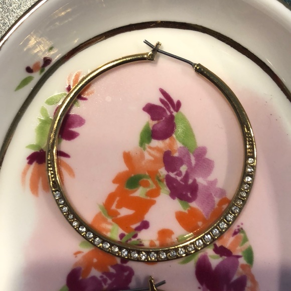 Gold Rhinestone Hoops - Picture 2 of 2